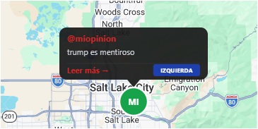 Ejemplo en el mapa: una opinión con la etiqueta IZQUIERDA junto a Leer más